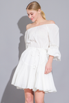 White Balloon Sleeve Mini Dress