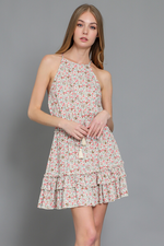 Ivory Pink Ruffle Mini Dress