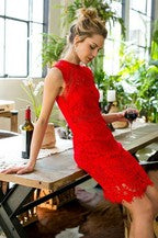 Red Crochet Dress