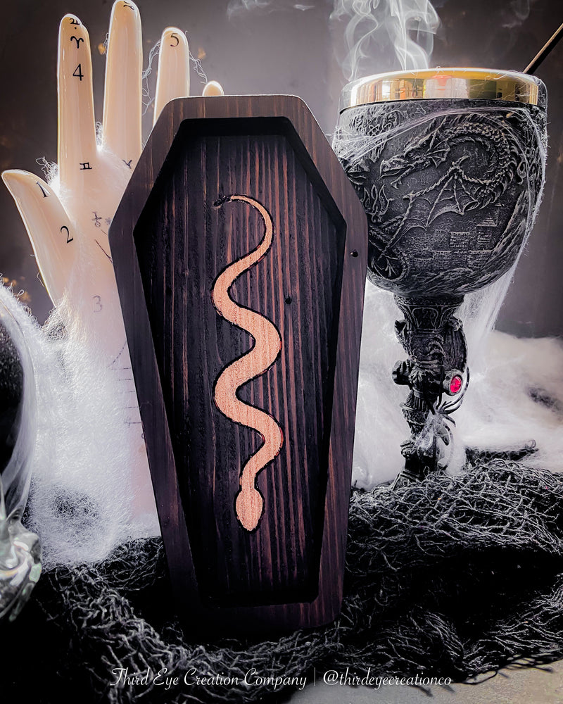Wooden Snake Coffin Dish Tray