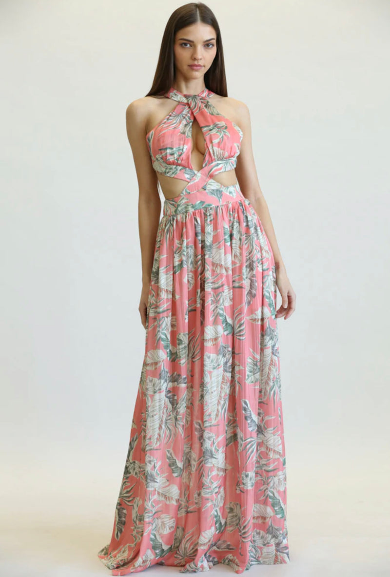 Chiffon Tropical Maxi Dress