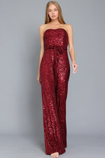 Sequin Burgundy Tube Jumpsuit