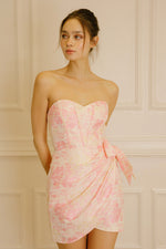 Pink Corset Back Strapless Dress