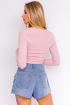 Long Sleeve Ruched Knit Top