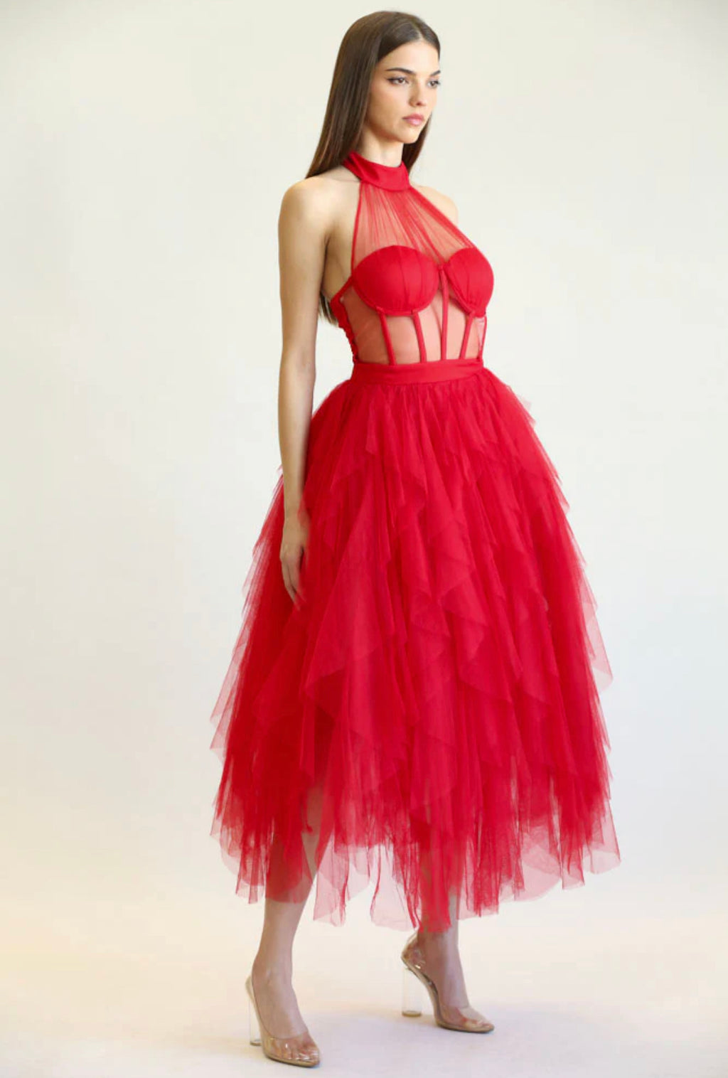 Goddess Red Tulle Special Occassion Dress