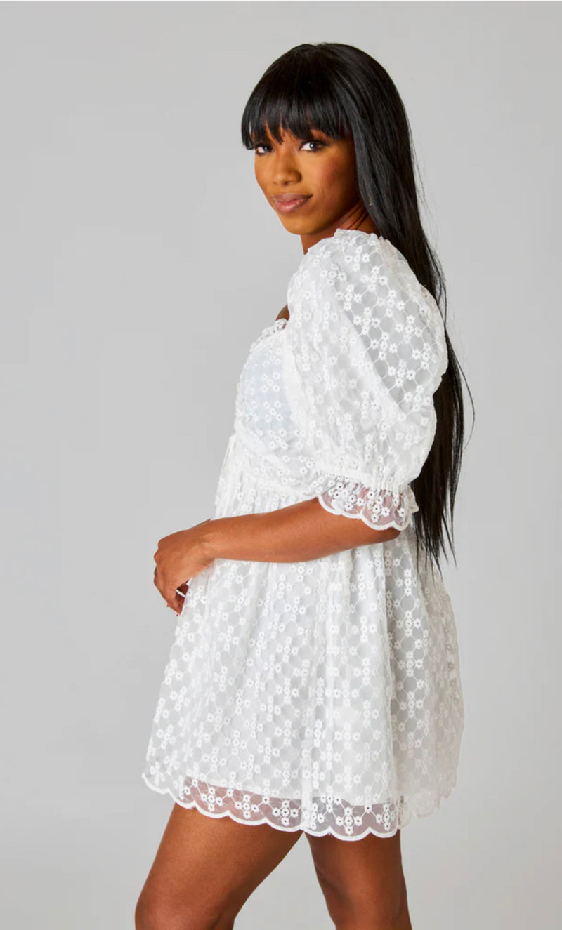 Colby White Eyelet Puff Sleeve Shortie