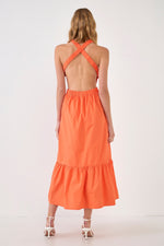 Orange Strappy Backless Maxi