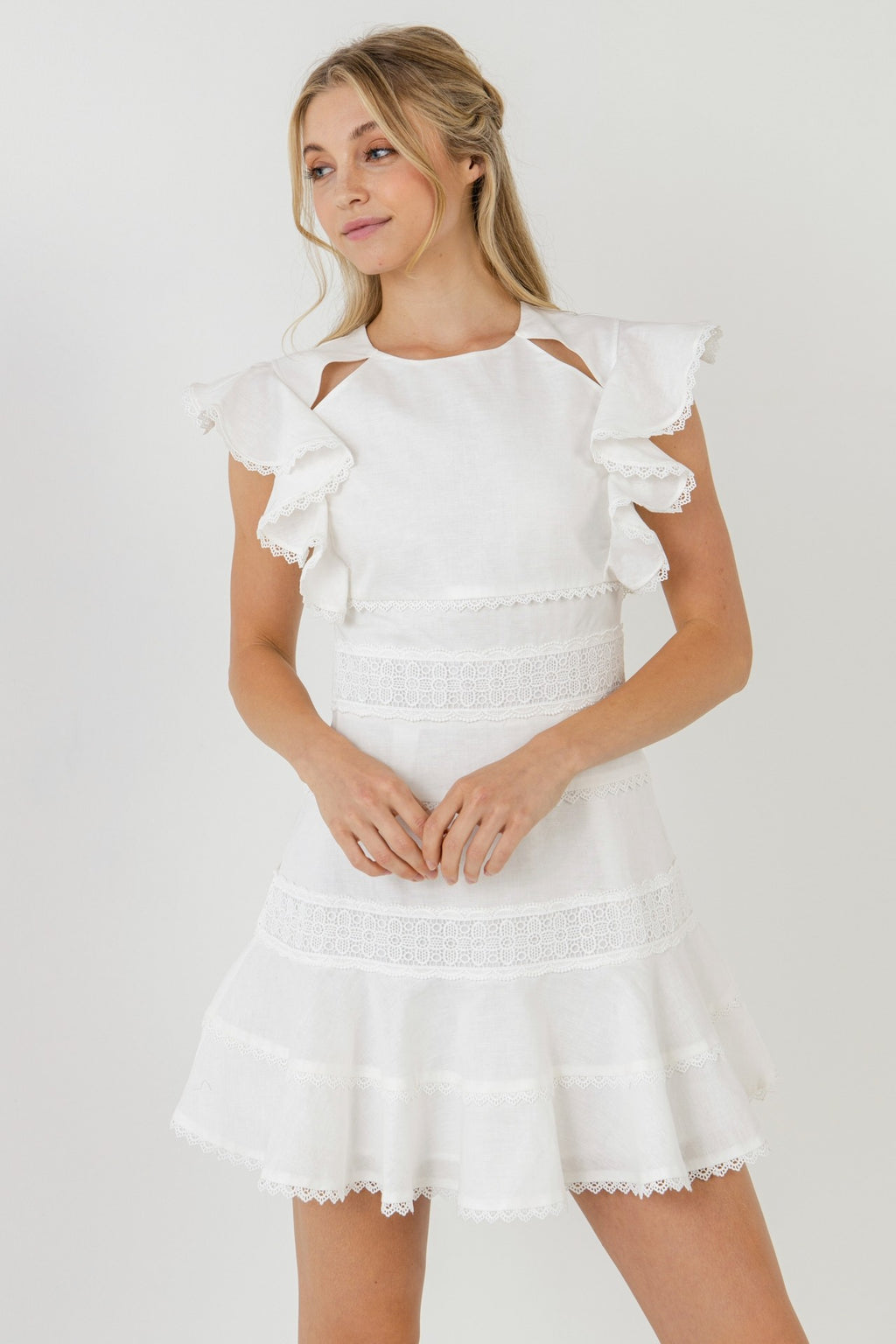 Lace Trim Cutout Shortie Dress