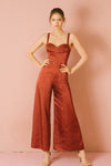 Satin Bronze Palazzo Jumpsuit