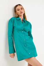 Green Cotton Shirt Dress