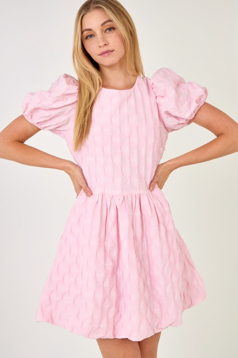 Pink Balloon Shortie Textured Dress