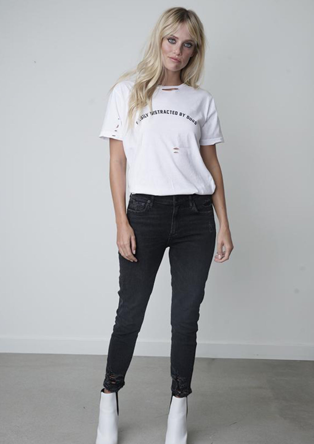 Easily distracted by dogs distressed tee