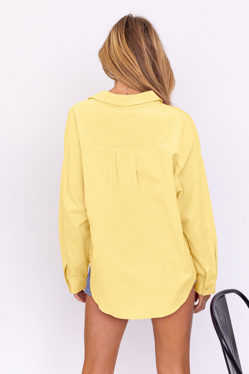 Light Yellow Oversized Button Down Shirt