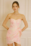 Pink Corset Back Strapless Dress