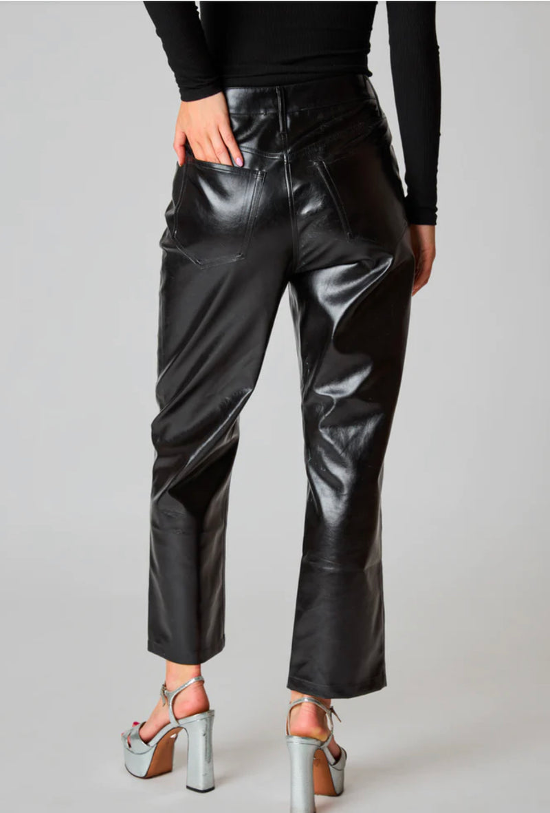 High Rise Metallic Vegan Leather Pant