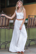 White Crop Top and Pant Set