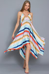 Halter Multi Stripe Hankerchief Dress