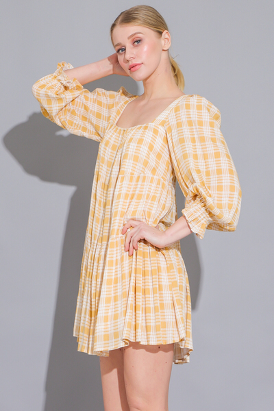 Golden Yellow Mini Babydoll Dress