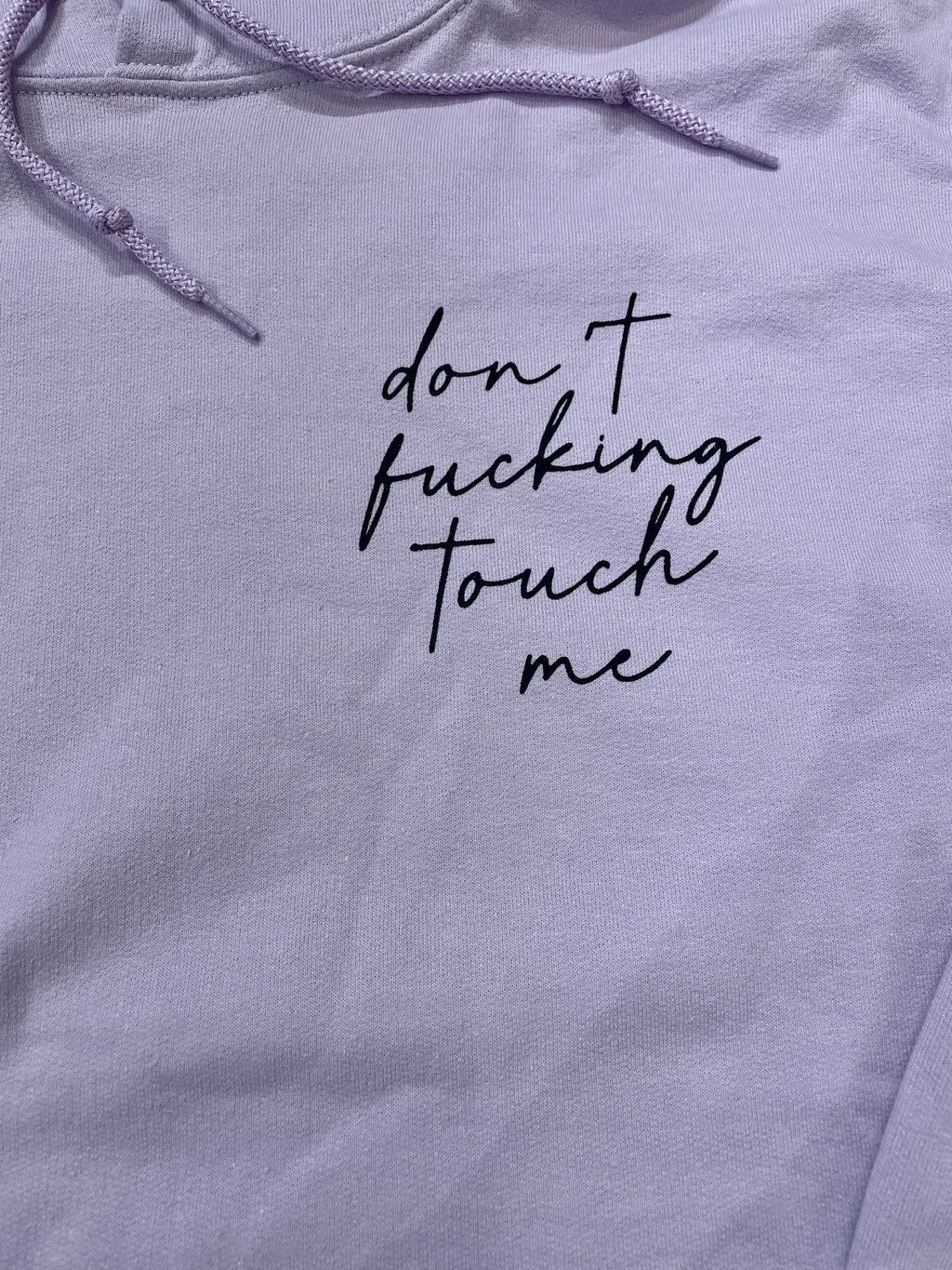 Don't F'ing Touch Me Lilac Crop Hoodie