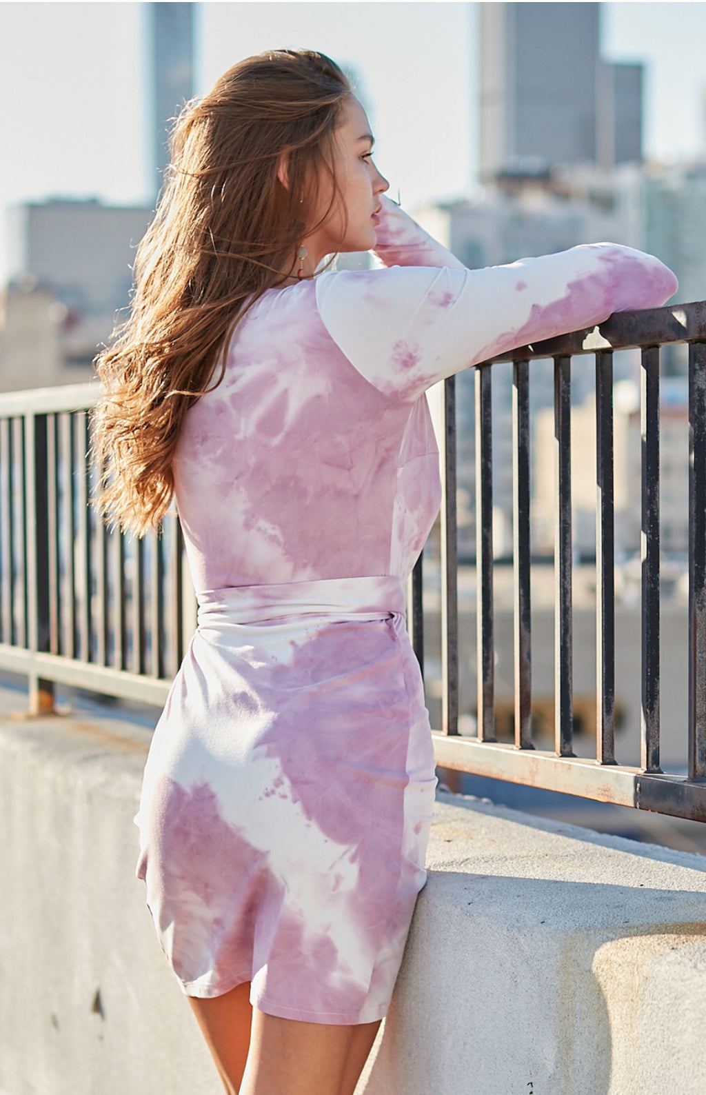 Tie Dye Plum Wrap Dress