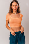 Short Sleeve Knit Crop Top