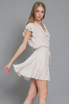 Sand Stripe Short Ruffle Dress