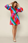 Rainbow Pleated Shortie Dress