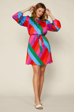 Rainbow Pleated Shortie Dress