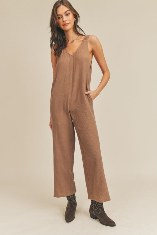 Sleeveless V Neck Jumpsuit