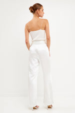 White Satin Tuxedo Pants