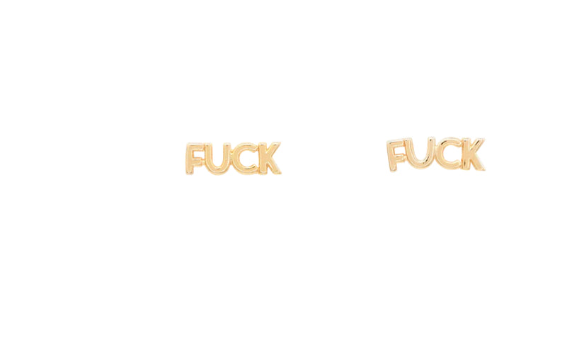F*CK Basic Gold Studs NO CZ JUST GOLD FUCK EARRINGS