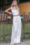 White Crop Top and Pant Set