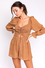 Puff Sleeve Camel Romper