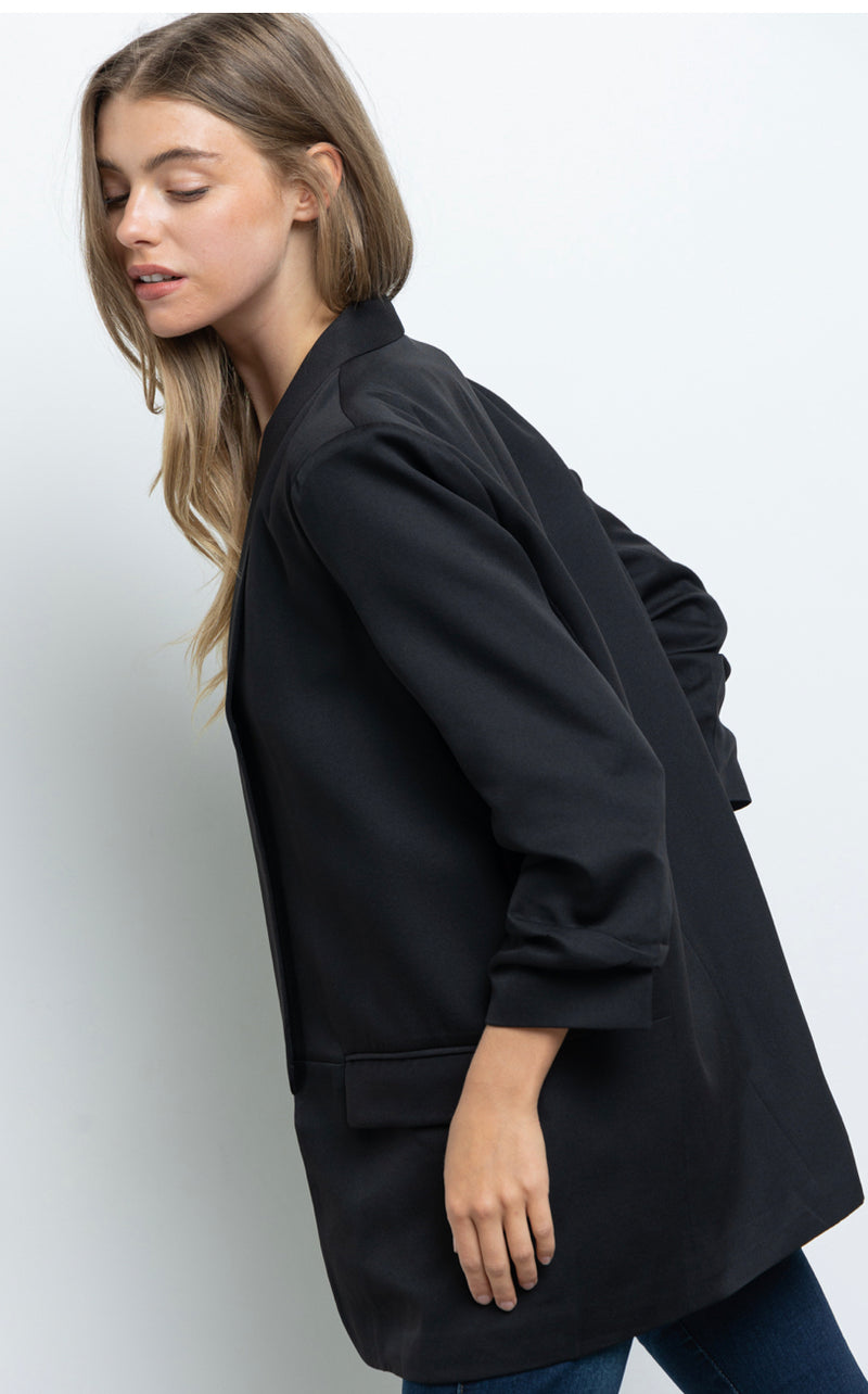 Shirring Oversized Blazer Jacket