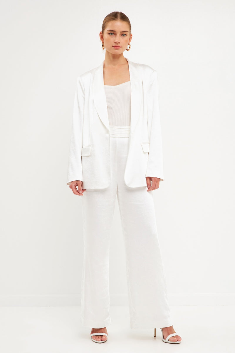 White Satin Tuxedo Pants