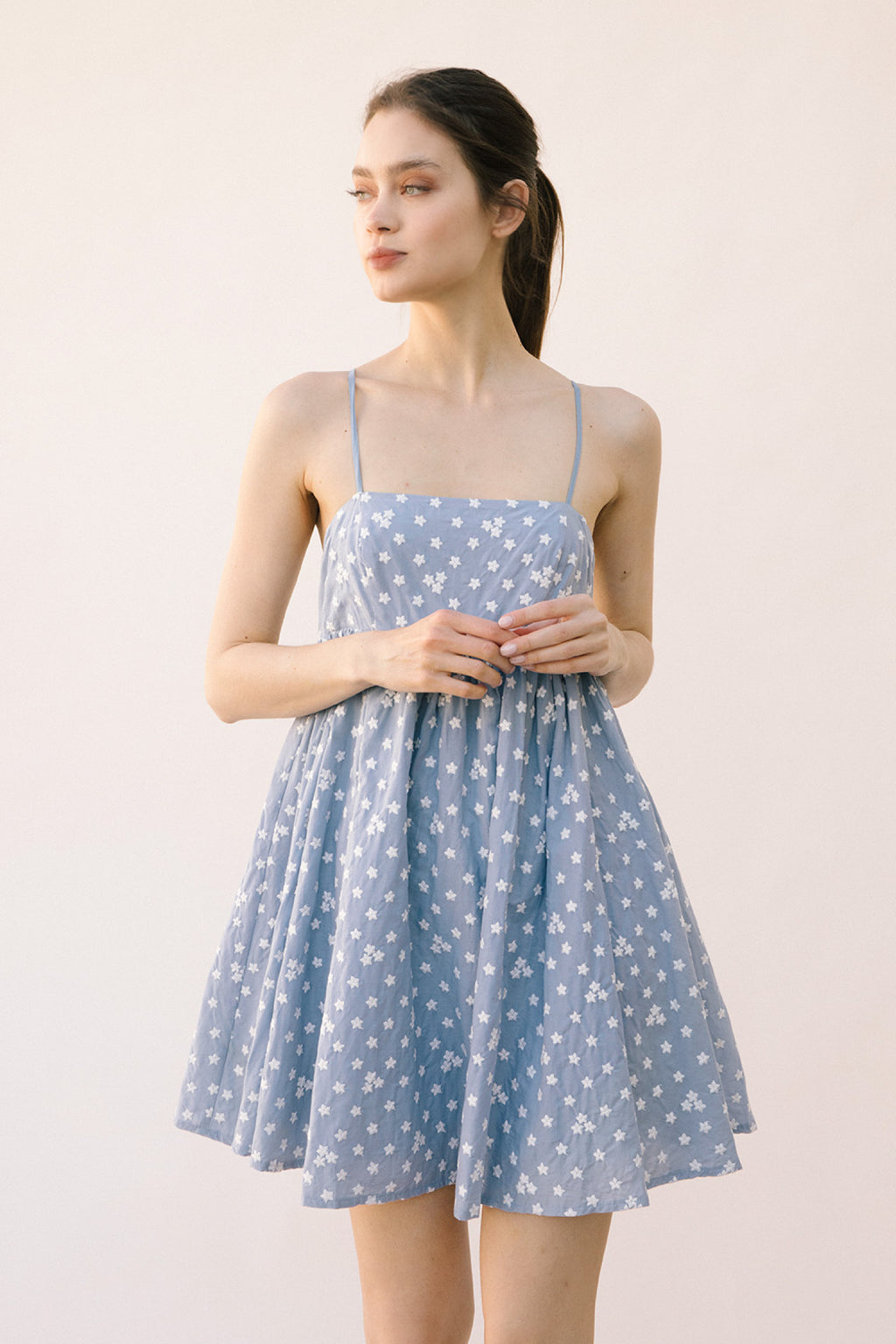 Babydoll Embroidered Blue Dress