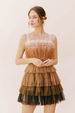 Brown Ombré Tulle Shortie Dress