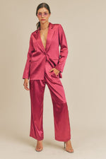 Fuchsia Satin Blazer