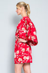 Red Kimono Wrap Shortie Dress