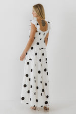 Polka Dot Ruffle Maxi Dress