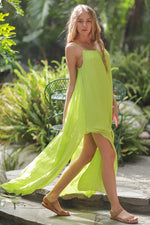 Lime Green Braid Strap Maxi Dress