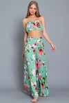 Green and Pink Floral Two Piece Set