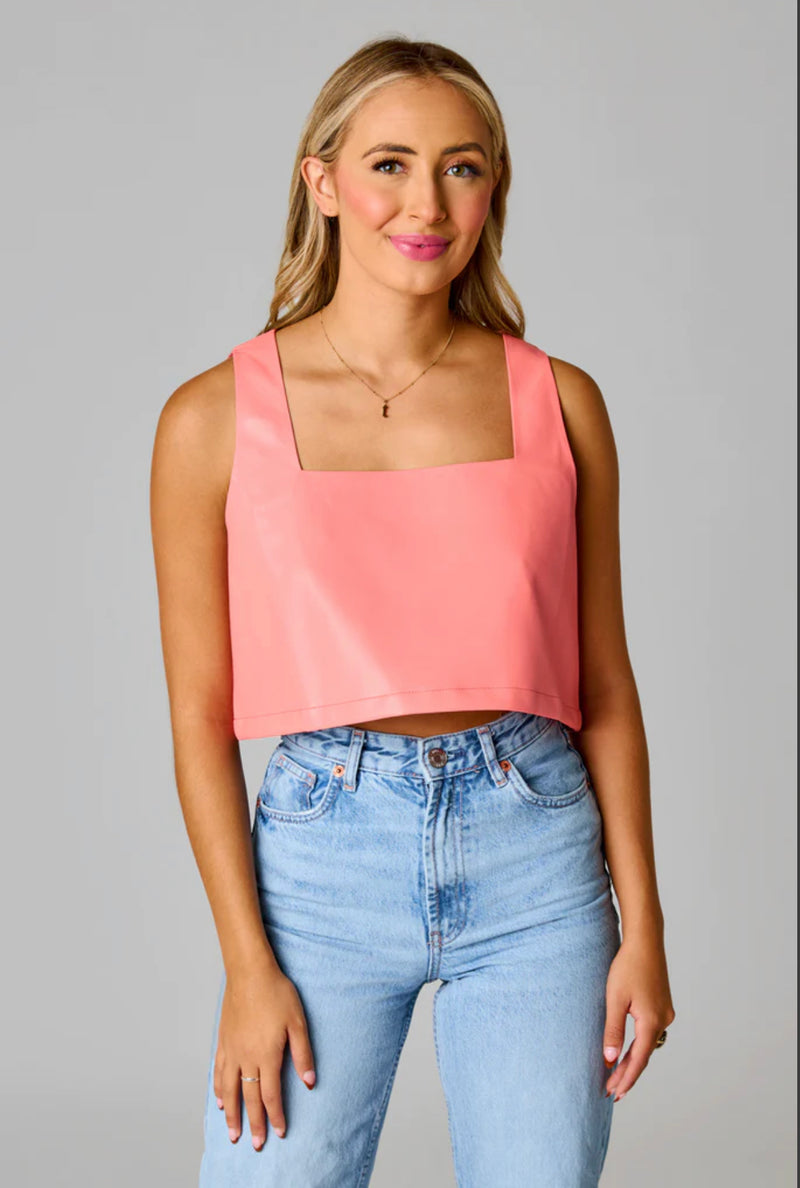 Vegan Leather Crop Tank Top