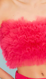 Organza Ruffle Tube Top