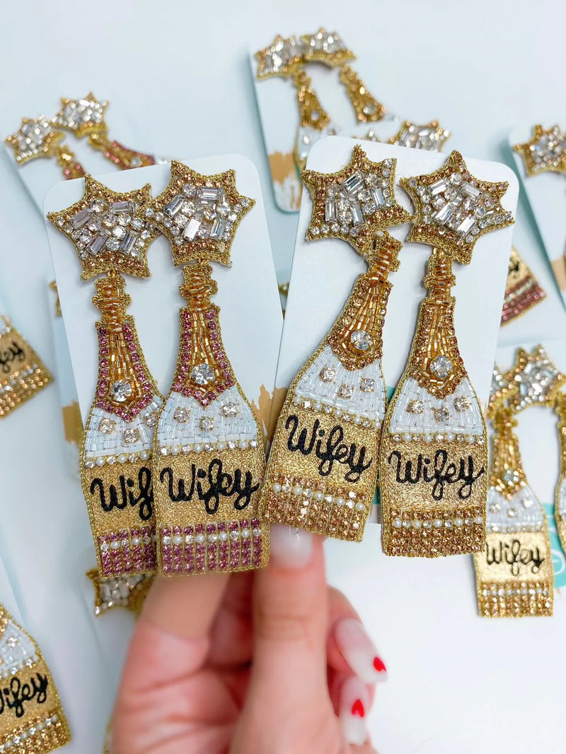 Wifey Beaded Bottles Earrings