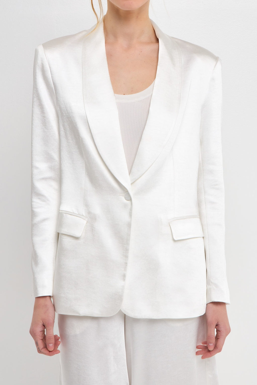 White Satin Blazer