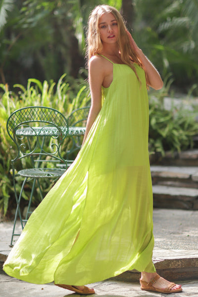 Lime Green Braid Strap Maxi Dress