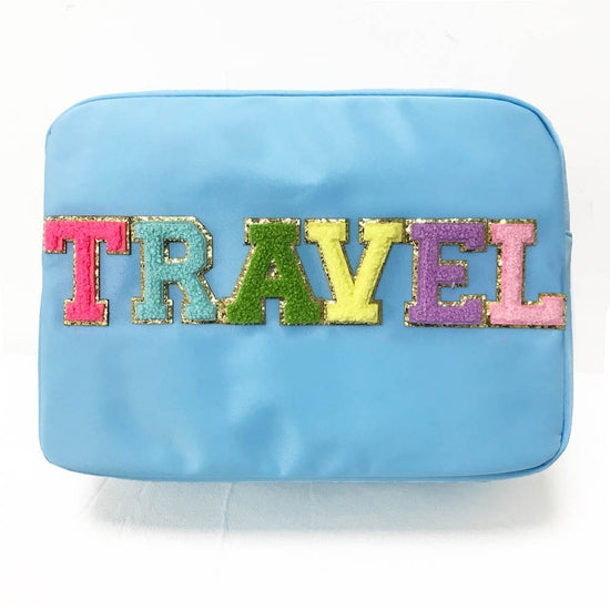 TRAVEL-Zipper Toiletry Bag with Chenille Patches