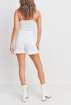 Super High Rise White Denim Shorts