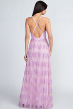 Deep V Lilac Lace Maxi Dress